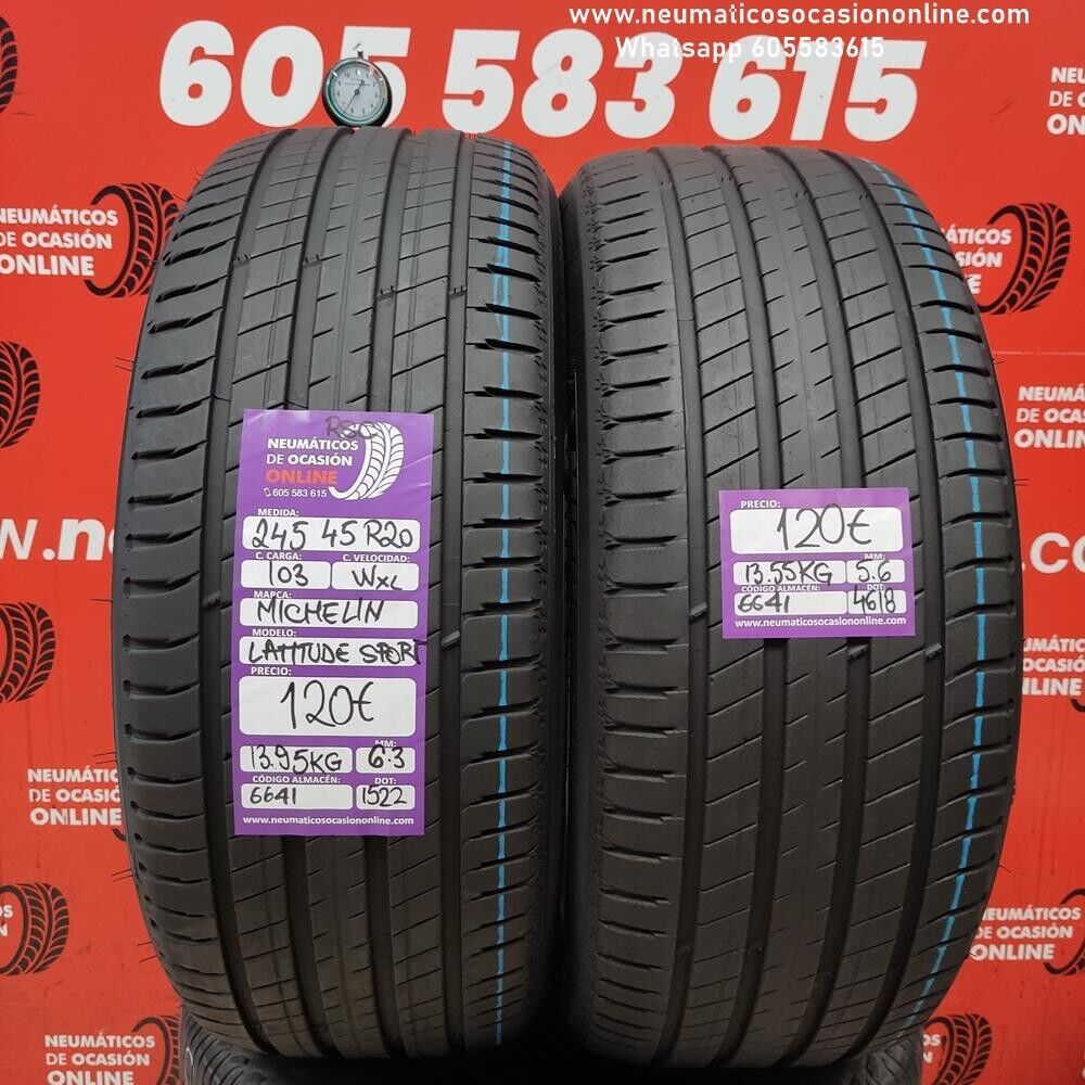 [Ref.6641] 2x 245 45 R20 103W XL RSC 6.3/5.6mm Michelin Latitude Sport Ref.6641