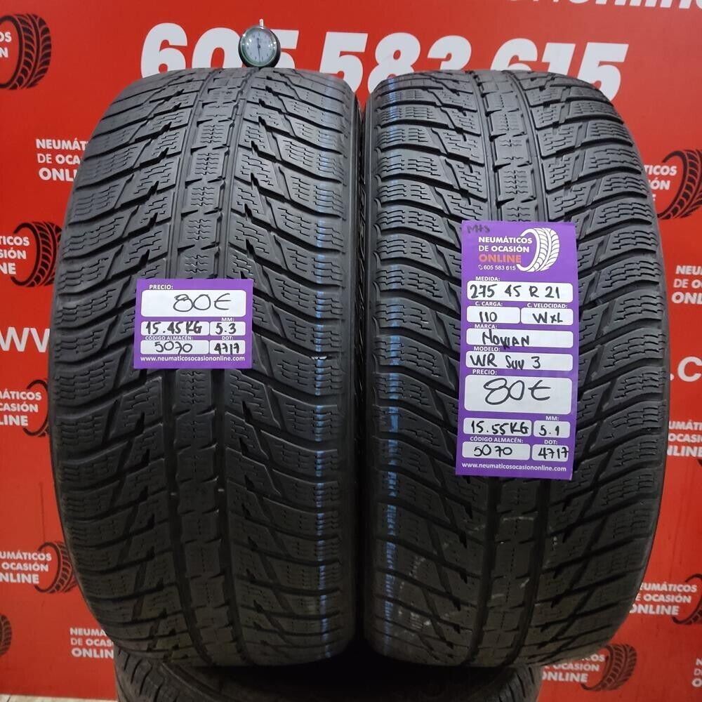 [Ref.5070] 2x 275 45 R21 110W XL M+S 5.3/5.1mm Nokian WR SUV 3 Ref.5070