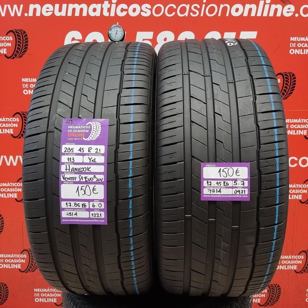 2x 285 45 R21 113Y XL AO 6.0/5.7mm Hankook Ventus S1 Evo 3 SUV Ref.7314