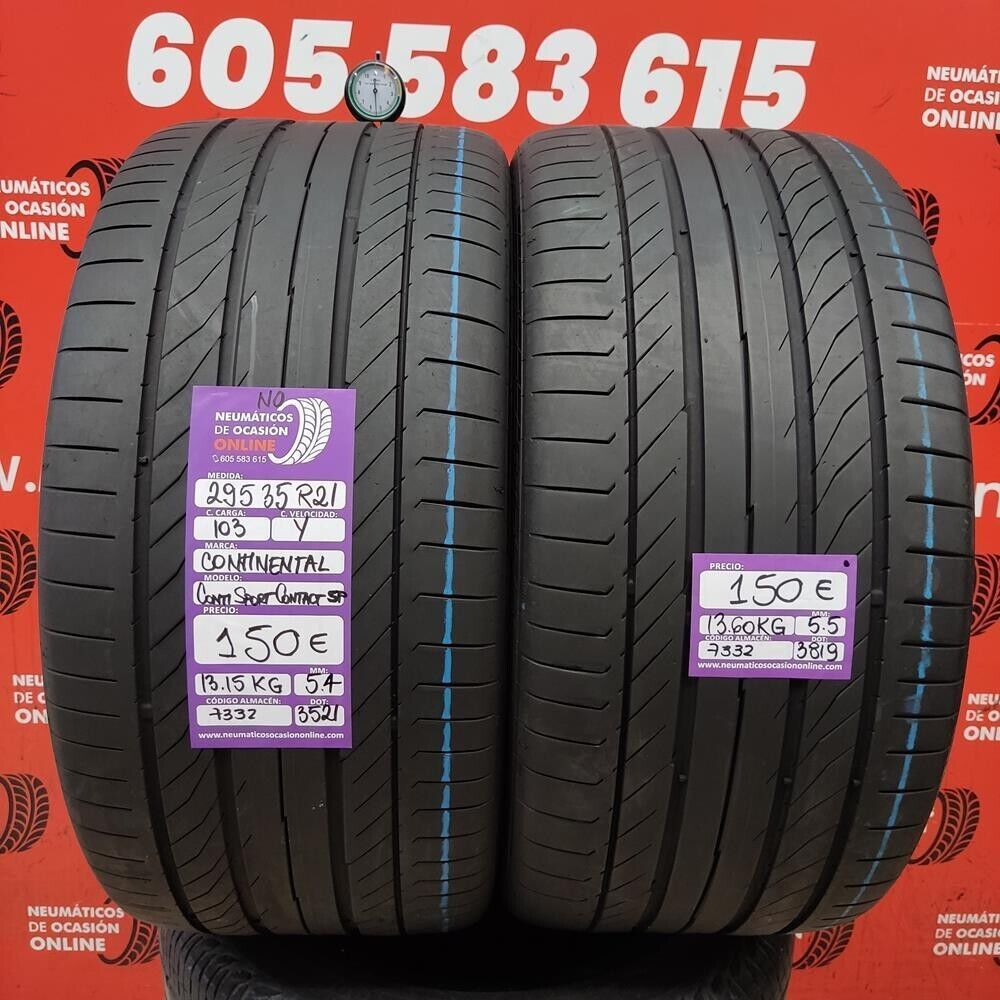 [Ref.7332] 2x 295 35 R21 103Y N0 5.4/5.5mm Continental Conti Sport Contact 5P Ref.7332