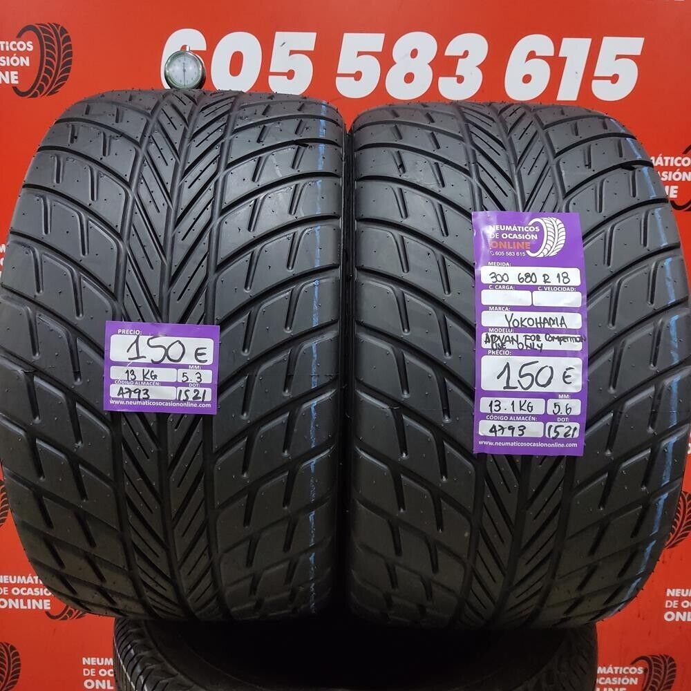 2x 300 680 R18 5.3/5.6mm Yokohama Advan For Competition Use Only Ref.4793