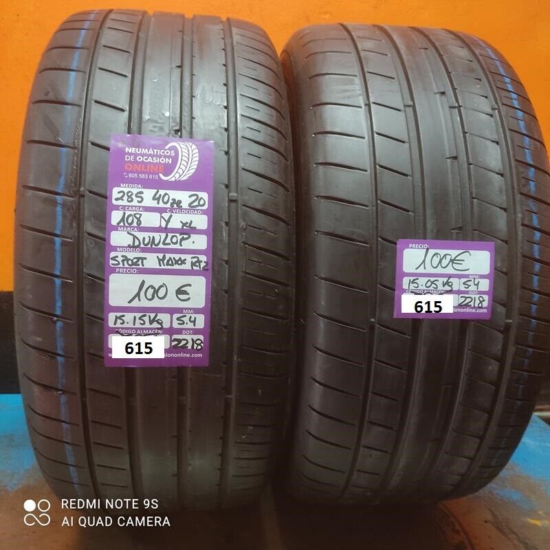 [Ref.615] 2 x 285 40 R 20 108Y XL 5.4/5.4mm Dunlop Sp-Maxx Rt2.Ref.615