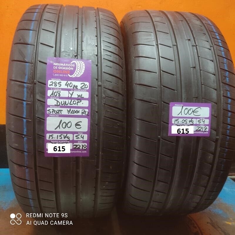 2 x 285 40 R 20 108Y XL 5.4/5.4mm Dunlop Sp-Maxx Rt2.Ref.615