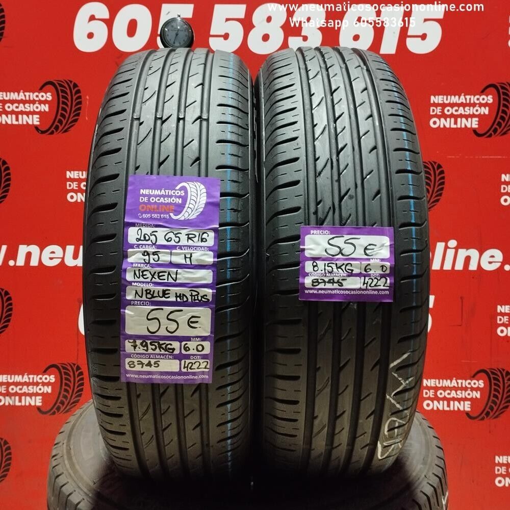 [Ref.8745] 2x 205 65 R16 95H 6.0/6.0 mm Nexen NBlue HD Plus Ref.8745