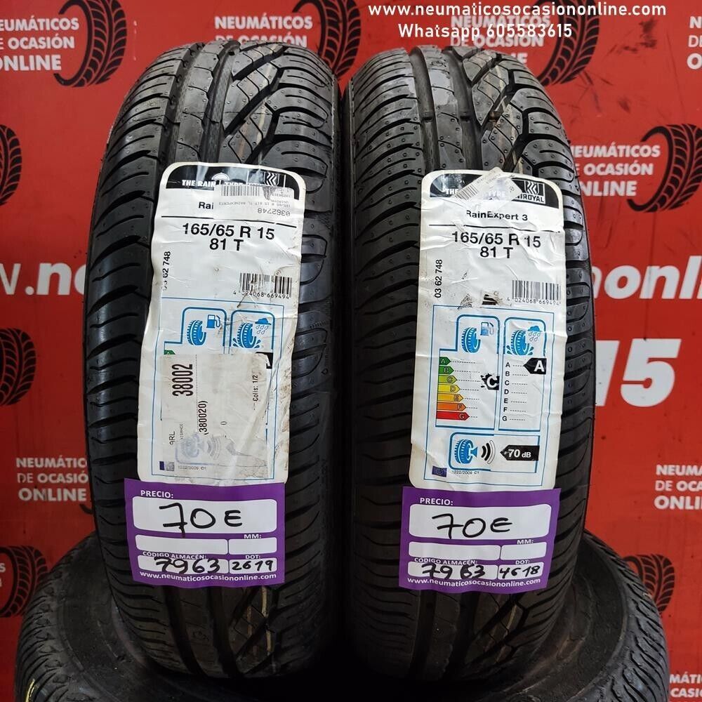 [Ref.7963] 2x 165 65 R15 81T Uniroyal Rain Expert 3 DOT:4618/2619 (Sin Uso)  Ref.7963