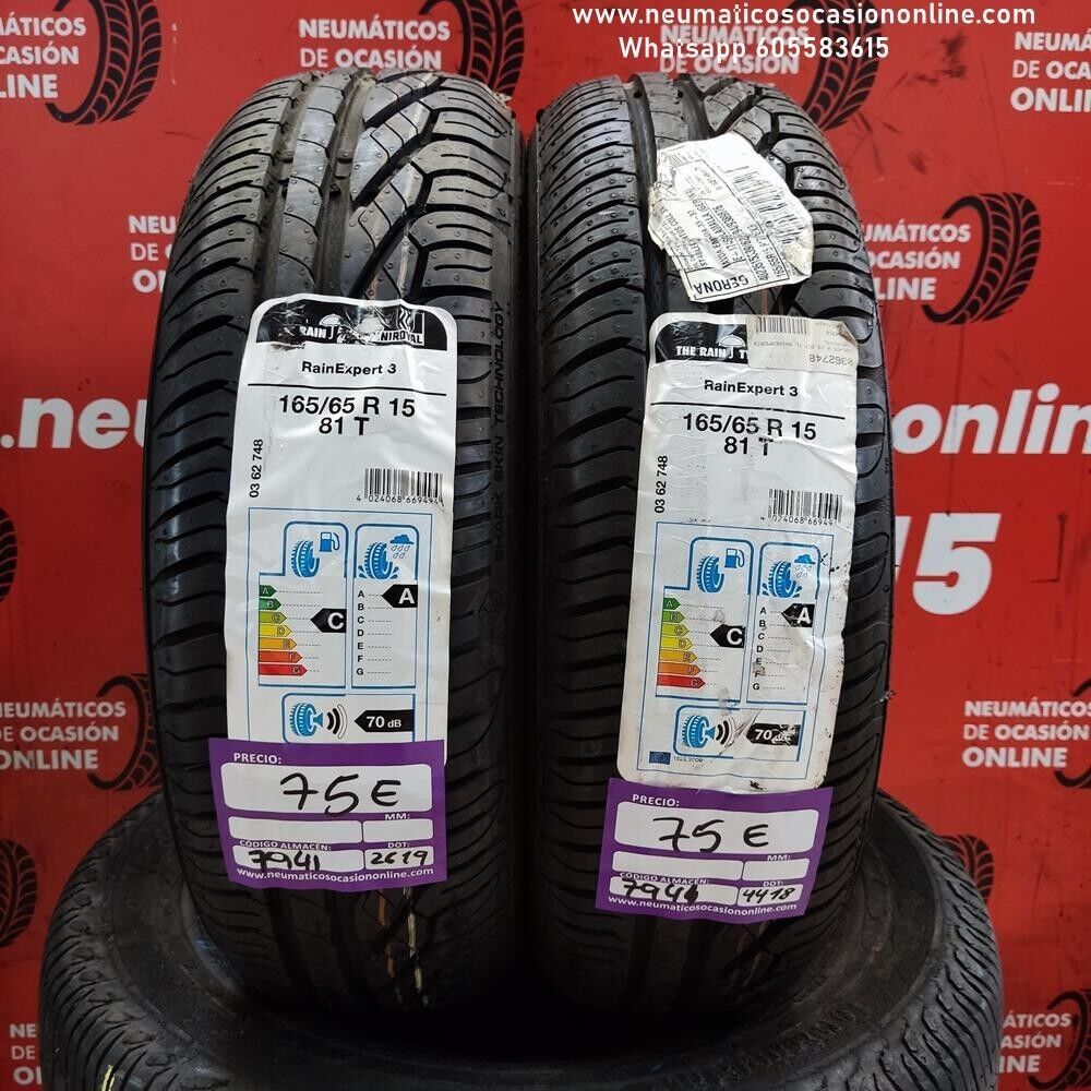 [Ref.7941] 2x 165 65 R15 81T Uniroyal Rain Expert 3 DOT 4418/2619 (Sin Uso)  Ref.7941