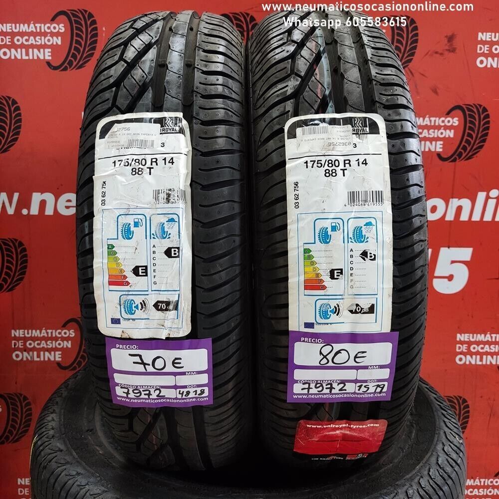 2x 175 80 R14 88T Uniroyal Rain Expert 3 DOT 4818/1514 (Sin Uso)  Ref.7972