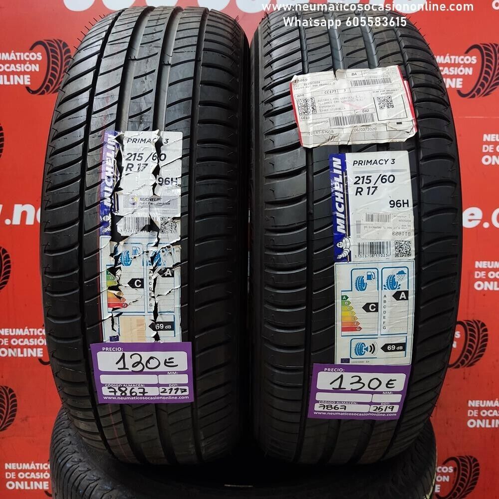 2x 215 60 R17 96H Michelin Primacy 3 DOT 2117/2519 (Sin Uso) Ref.7867