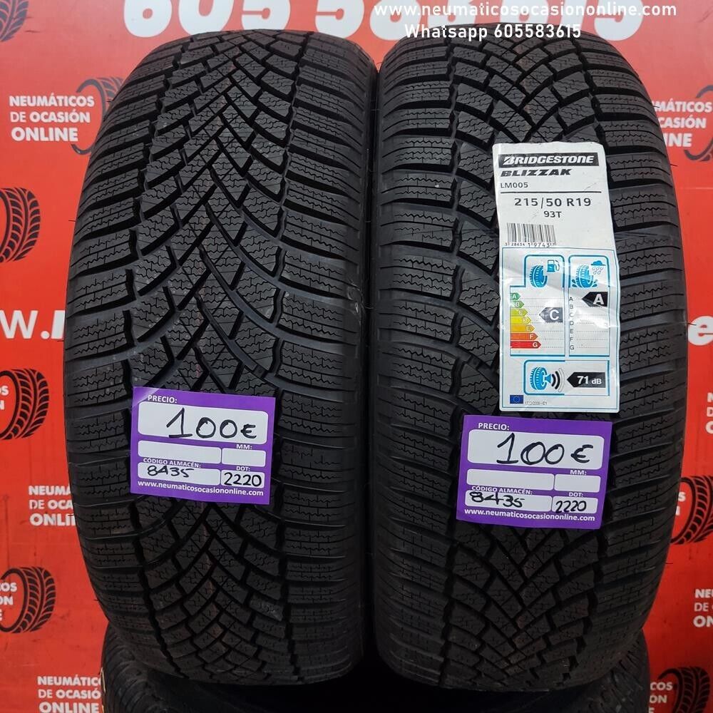 [Ref.8435] 2x 215 50 R19 93T Bridgestone Blizzak LM005 DOT 2220/2220 (Sin Uso) Ref.8435