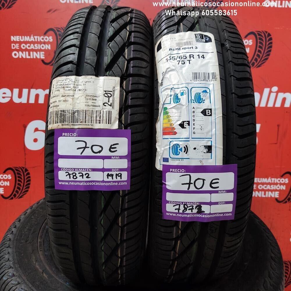 [Ref.7872] 2x 185 65 R14 75T Uniroyal Rain Expert 3 DOT 1919/1919 (Sin Uso) Ref.7872