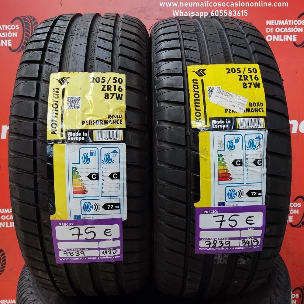 [Ref.7839] 2x 205 50 R16 87W Kormoran Road Performance DOT 3419/1120 (Sin Uso) Ref.7839