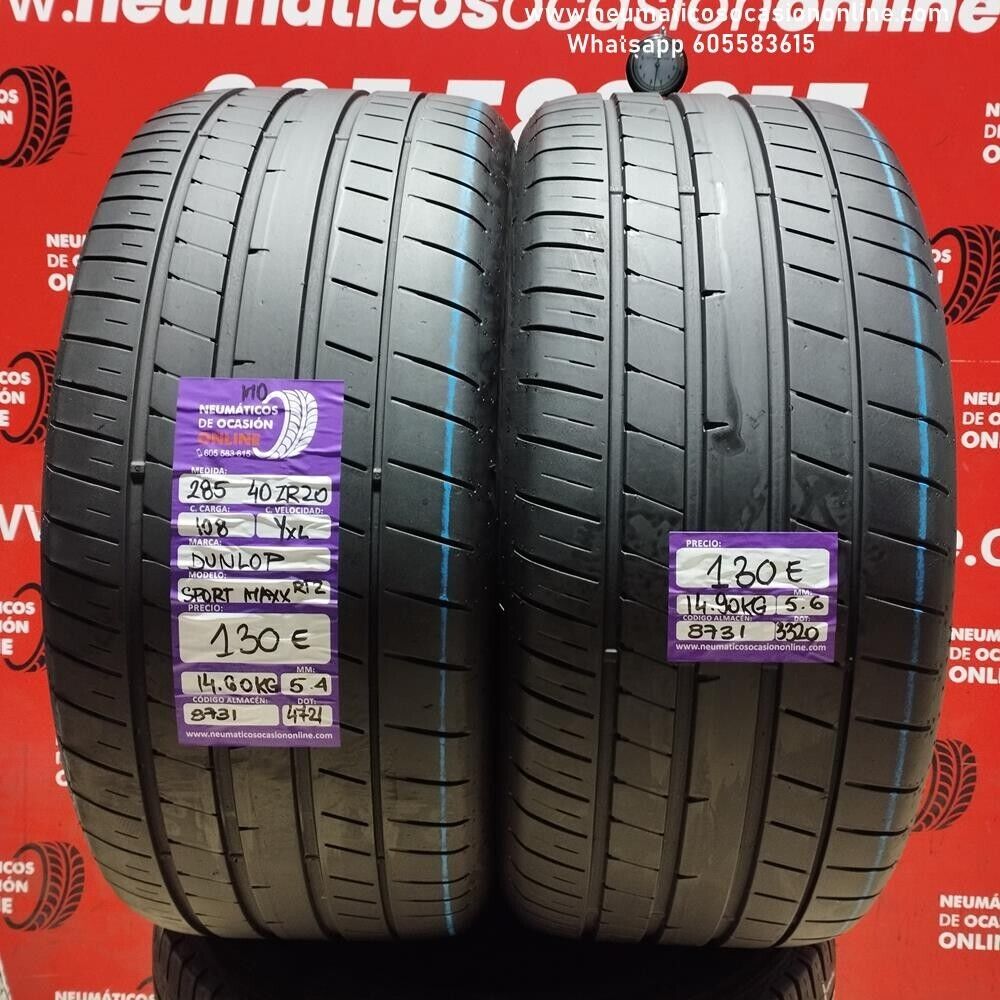 2x 285 40 R20 108Y XL Dunlop Sport Maxx RT2 MO 5.6/5.2 mm Ref.8731