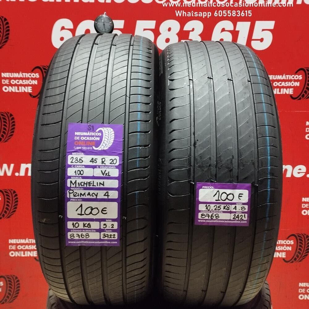 [Ref.8768] 2x 235 45 R20 100V XL Michelin Primacy 4 S1 5.2/4.8 mm Ref.8768