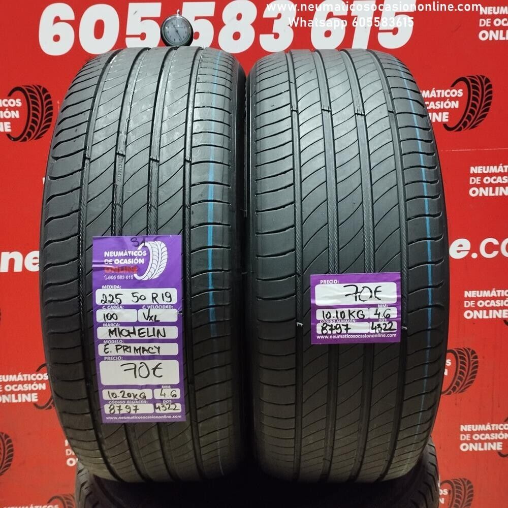 2x 225 50 R19 100V XL Michelin E.Primacy S1 4.6/4.6 mm Ref.8797