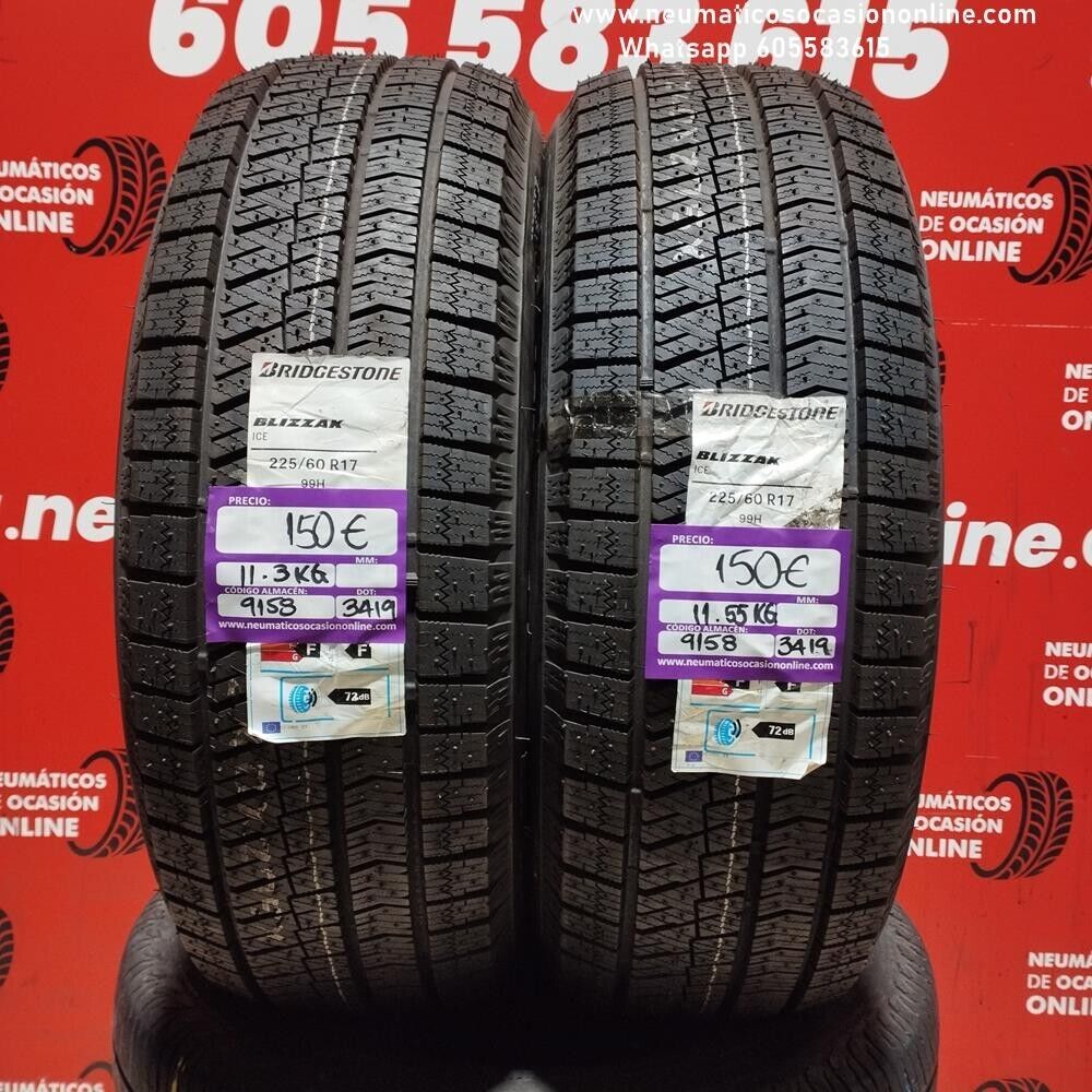 2x 225 60 R17 99H Bridgestone Blizzak Ice DOT 3419/3419 (Sin Uso) Ref.9158