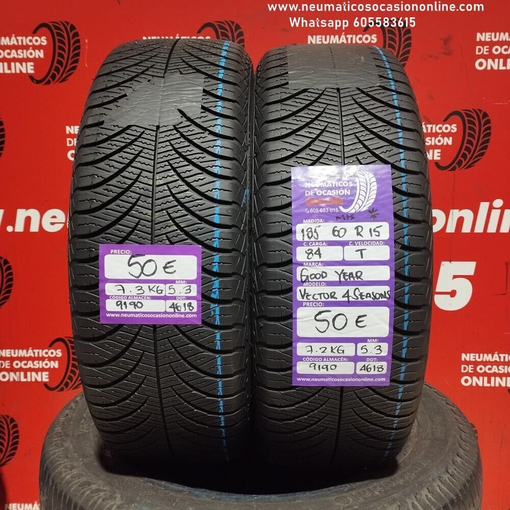 2x 185 60 R15 84T Goodyear Vector 4 Seaons M+S 5.3/5.3 mm Ref.9190