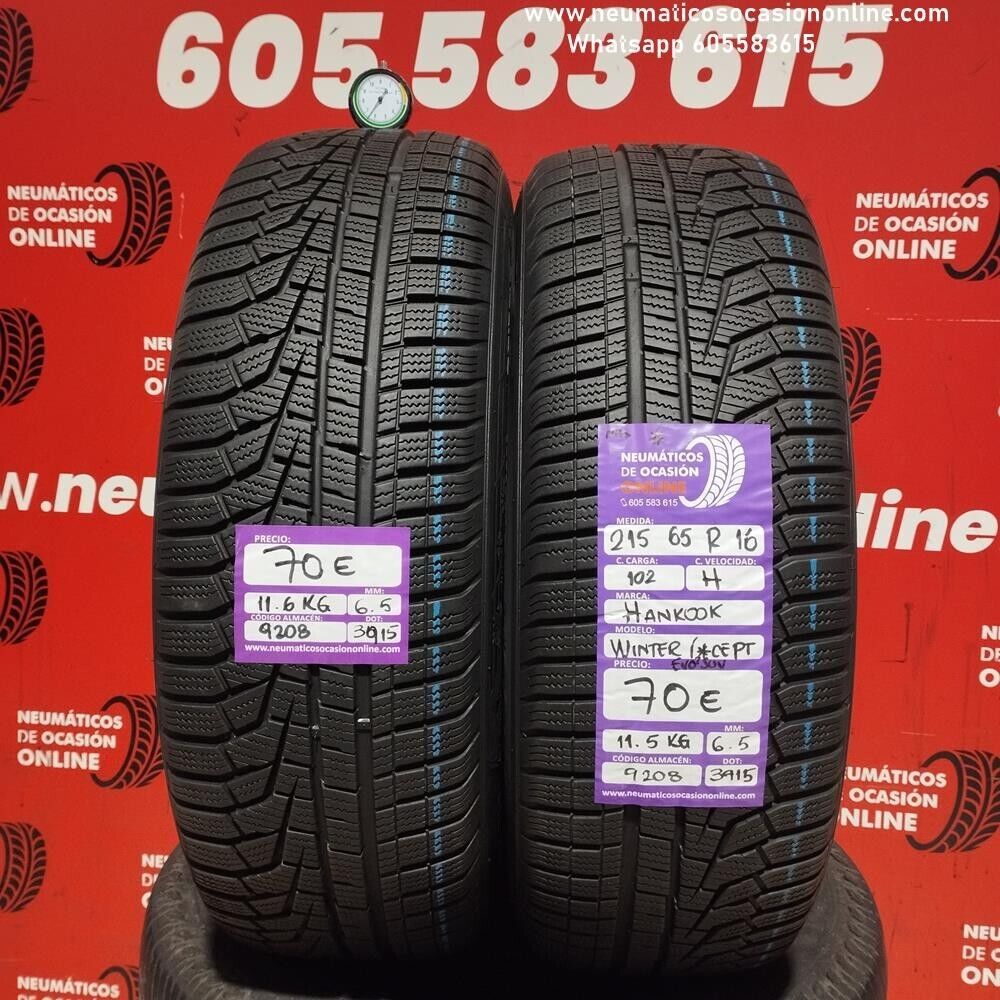 [Ref.9208] 2x 215 65 R16 102H Hankook Winter I*CEPT  EVO SUV M+S 6.5/6.5 mm Ref.9208