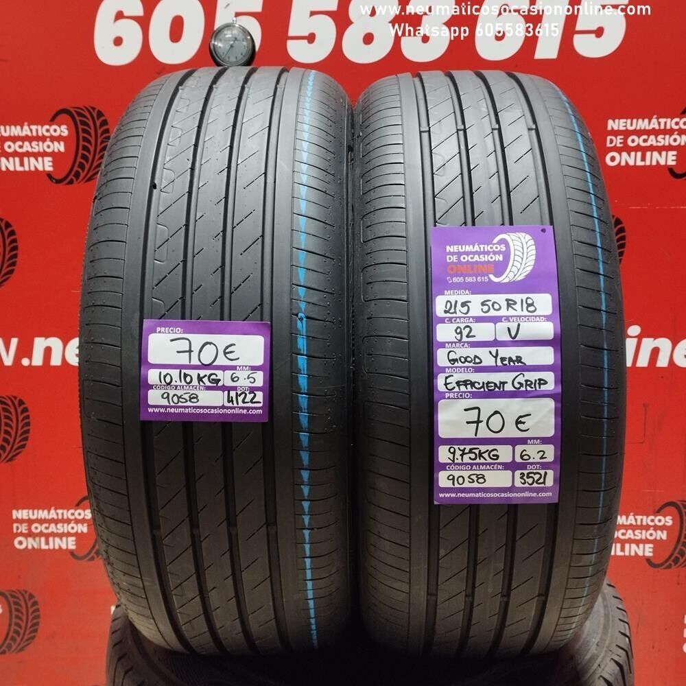 [Ref.9058] 2x 215 50 R18 92V Goodyear Efficient Grip 6.5/6.2 mm Ref.9058