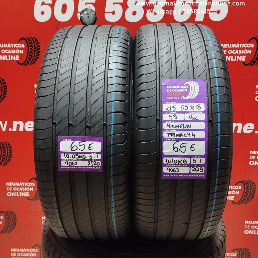 2x 215 55 R18 99V XL Michelin Primacy 4 5.1/5.1 mm Ref.9062