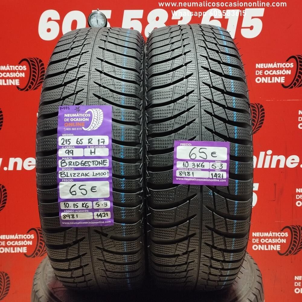 [Ref.8981] 2x 215 65 R17 99H Bridgestone Blizzak LM001 M+S 5.3/5.3 mm Ref.8981