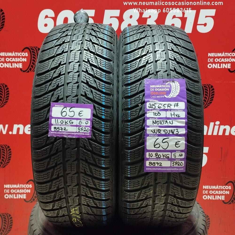 [Ref.8872] 2x 215 65 R17 103H XL Nokian WR SUV 3 M+S 6.0/5.0 mm Ref.8872