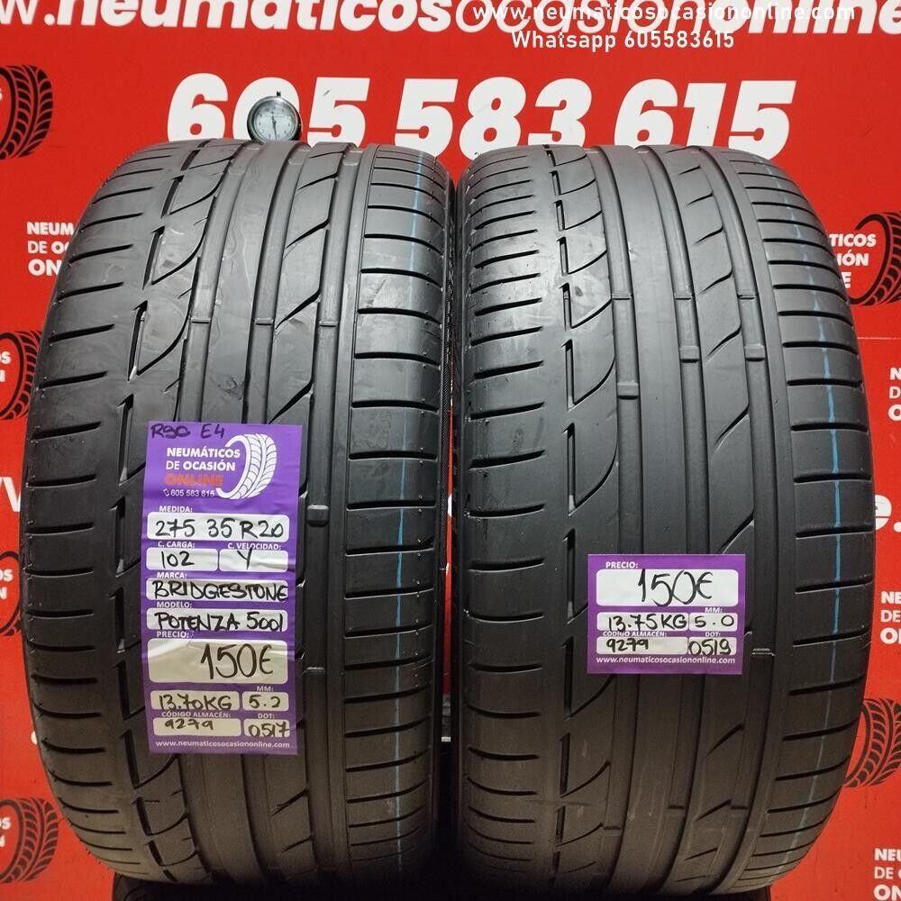 [Ref.9279] 2x275 35 R20 102Y Bridgestone Potenza 5001 5.2/5.0 Ref: 9279