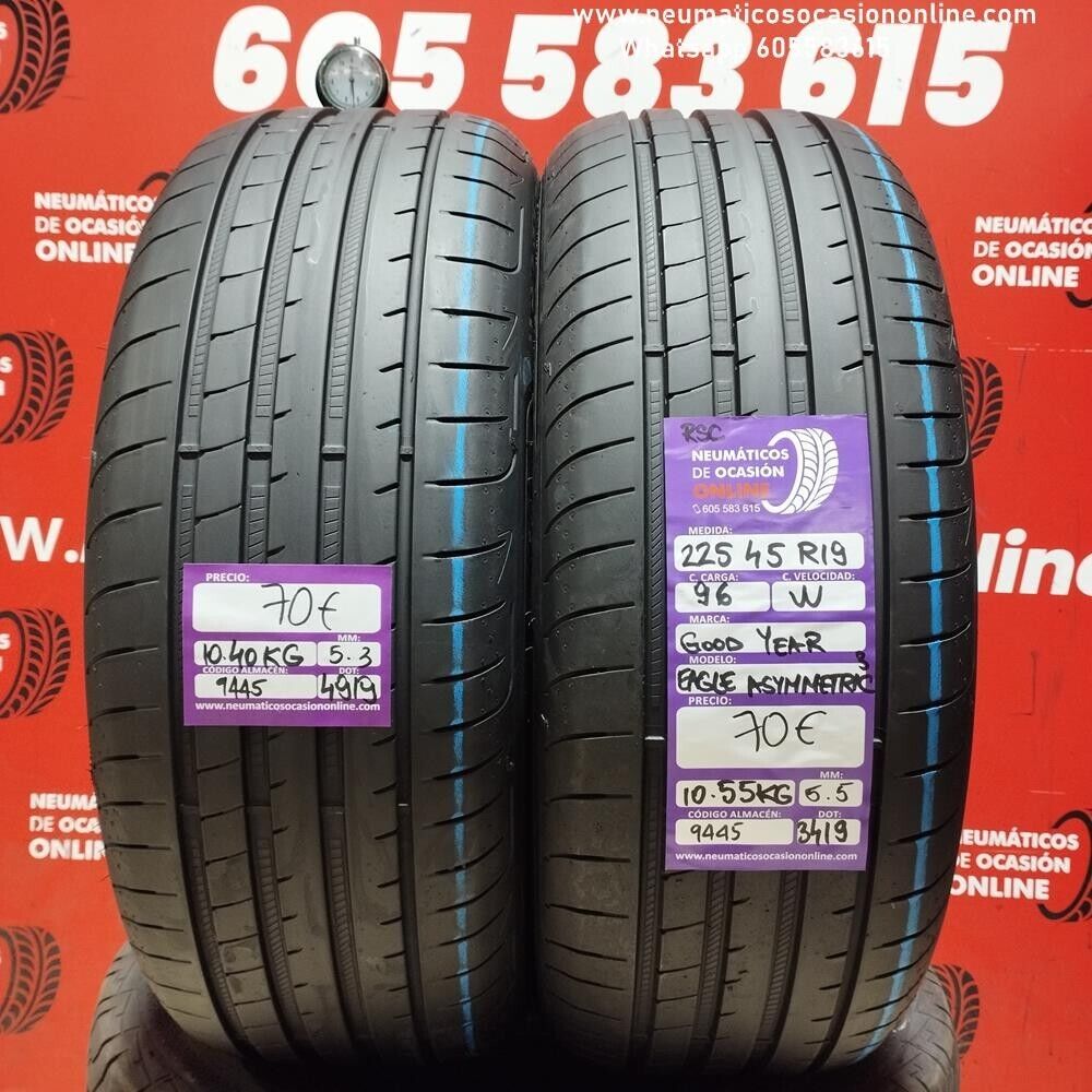 [Ref.9445] 2x 225 45 R19 96W GOODYEAR EAGLE ASYMMETRIC3 5.5/5.3mm REF:9445