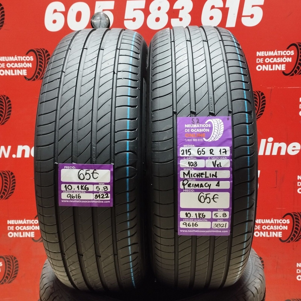 2x 215 65 R17 103VXL MICHELIN PRIMACY 4 5.8/5.8 mm REF:9616