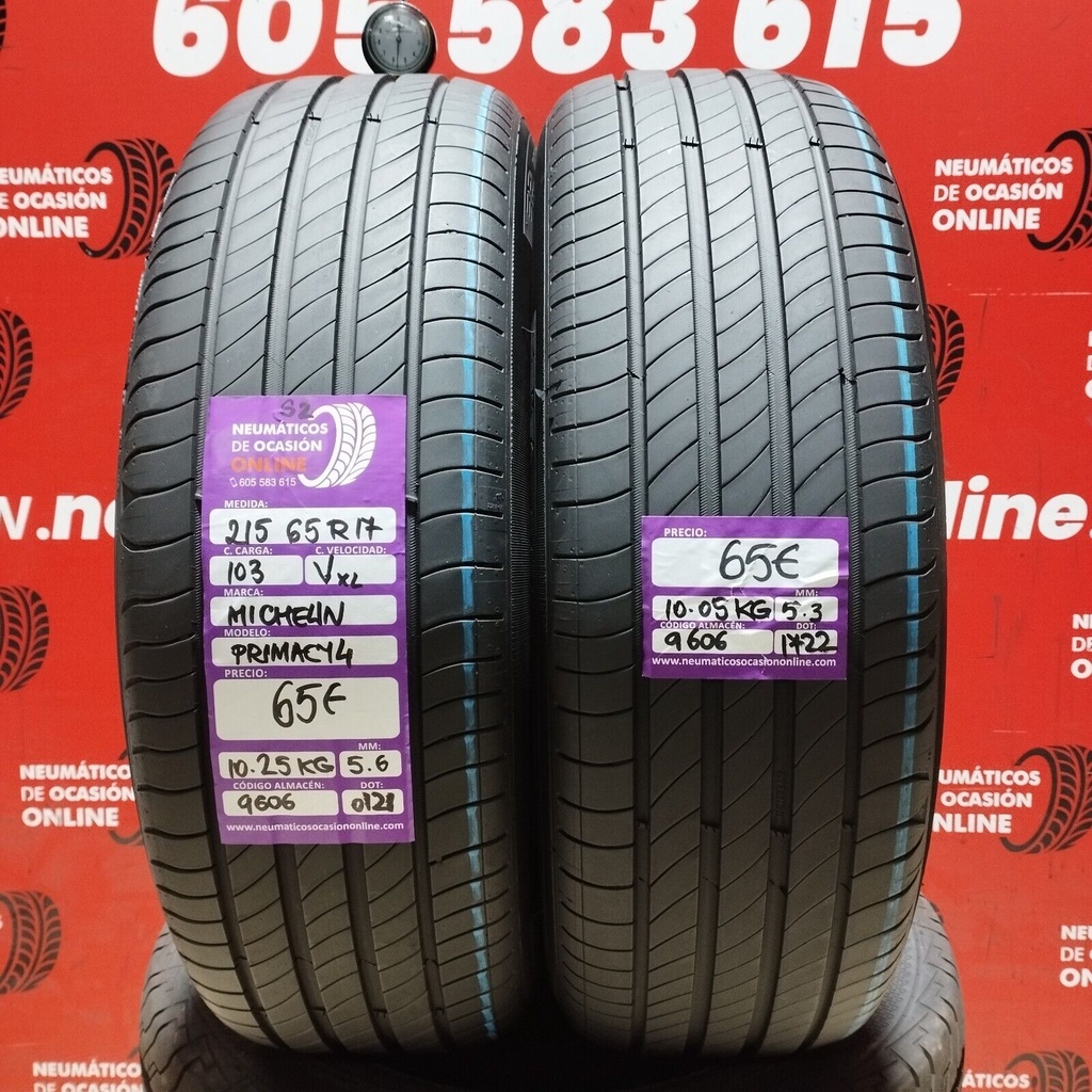 2x 215 65 R17 103VXL MICHELIN PRIMACY4 5.6/5.3mm REF:9606