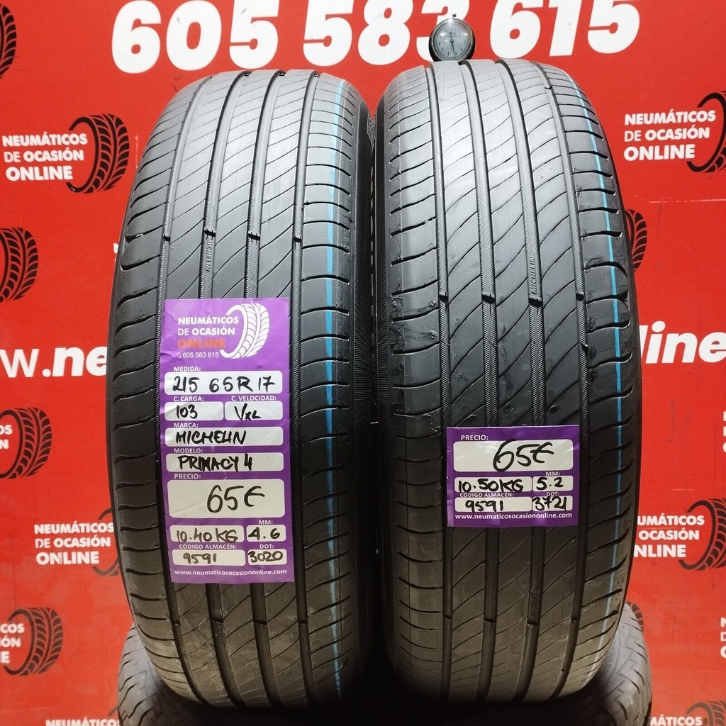 2x 215 65 R17 103VXL MICHELIN PRIMACY4  4.6/5.2mm REF:9591