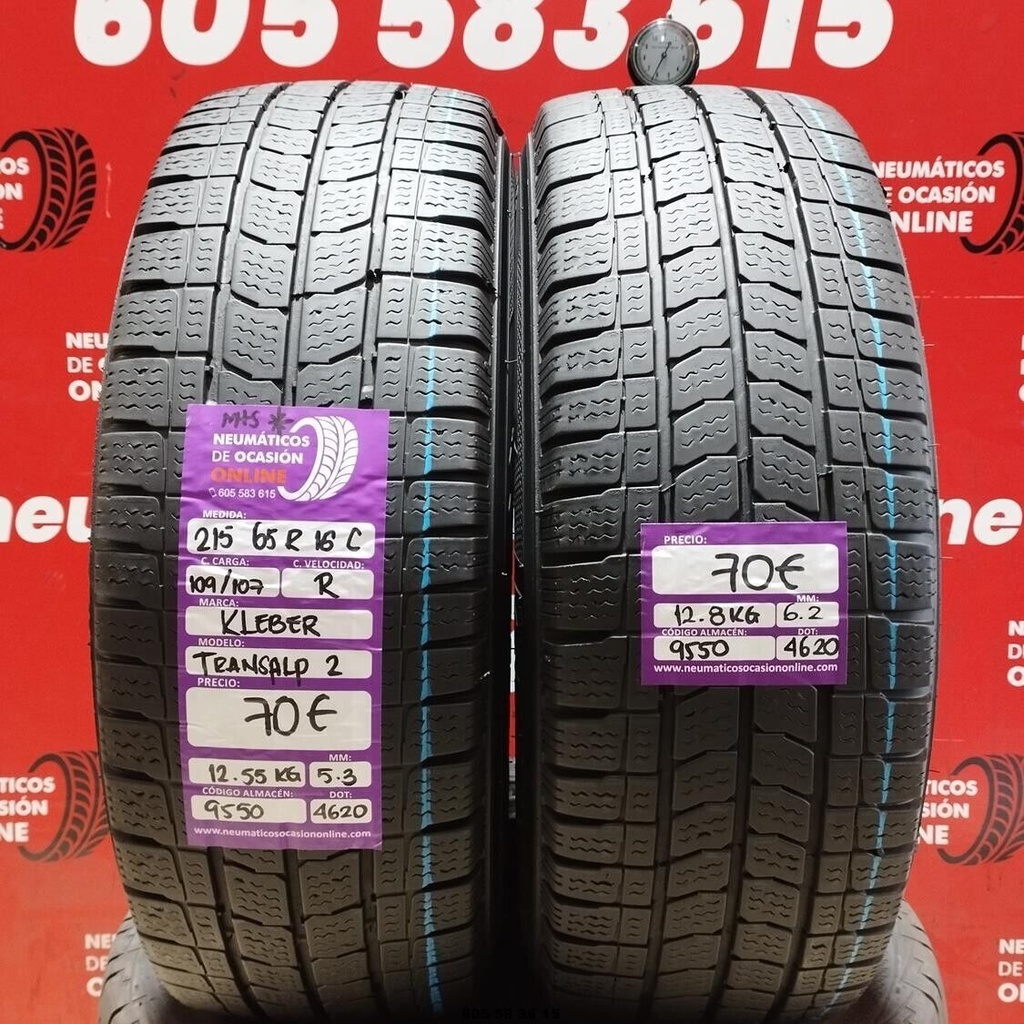 2x 215 65 16C 109/107R KLEBER TRANSALP 5.3/6.2mm REF: 9550