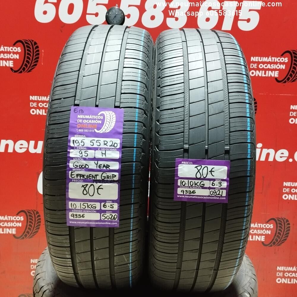 2x 195 55 R20 95H GOODYEAR EFFICIENT GRIP PERFORMANCE 6.5/6.3mm REF:9336