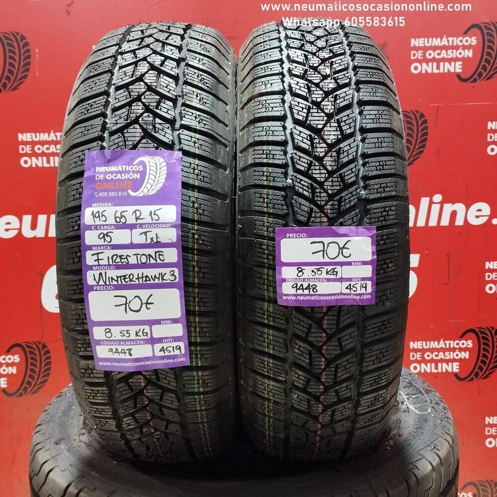 2x 195 65 R15 95TXL FIRESTONE WINTER HAWK 3 REF:9448