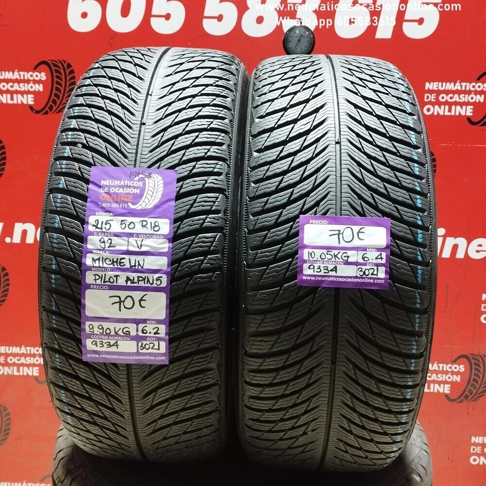 2x 215 50 R18 92V MICHELIN PILOT ALPIN5 M+S* 6.2/6.4mm REF:9334