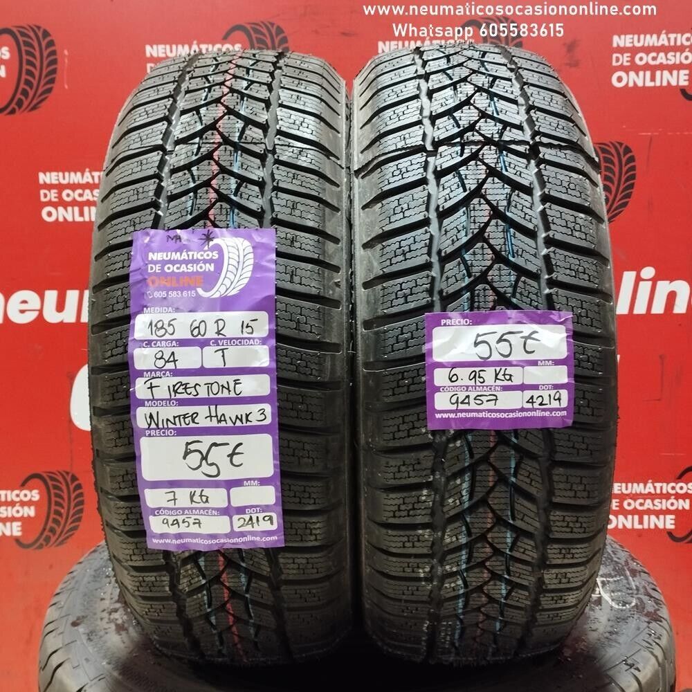 2x 185 60 15 84T FIRESTONE WINTER HAWK3 REF:9457