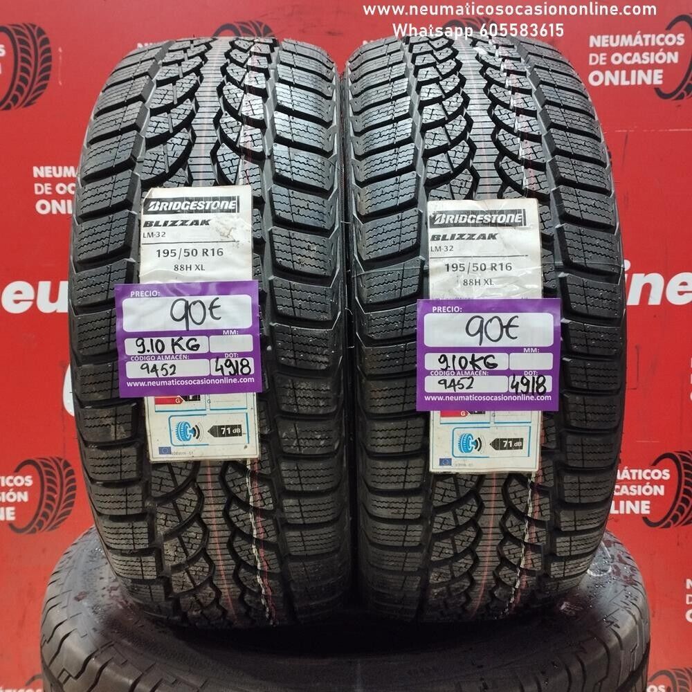 2x 195 50 R 16 88H XL BRIDGESTONE BLIZZAK LM-32 DOT:4918/4918(SIN USO) REF:9452