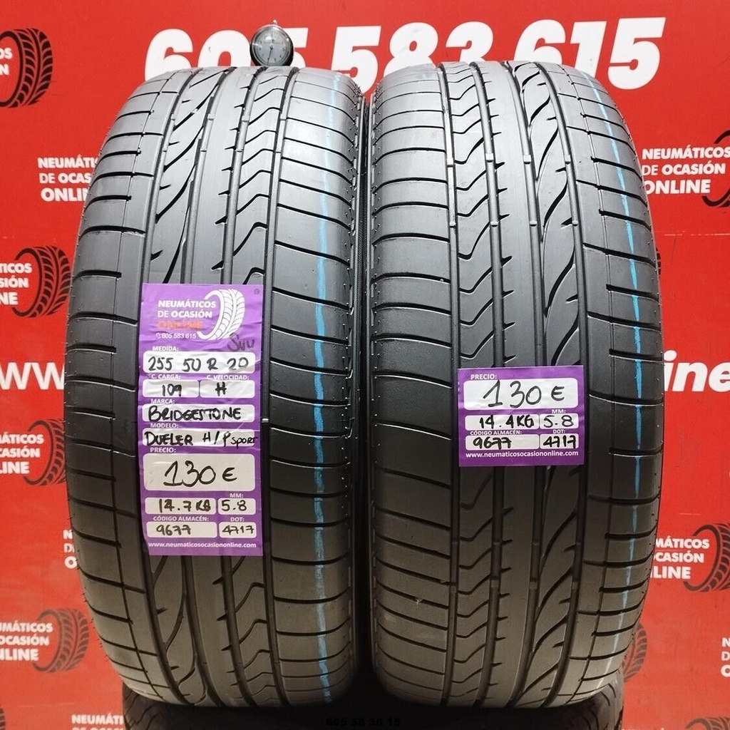 2x 255 50 R 20 109H BRIDGESTONE DUELER H/P SPORT SUV 5.8/5.8mm REF:9677