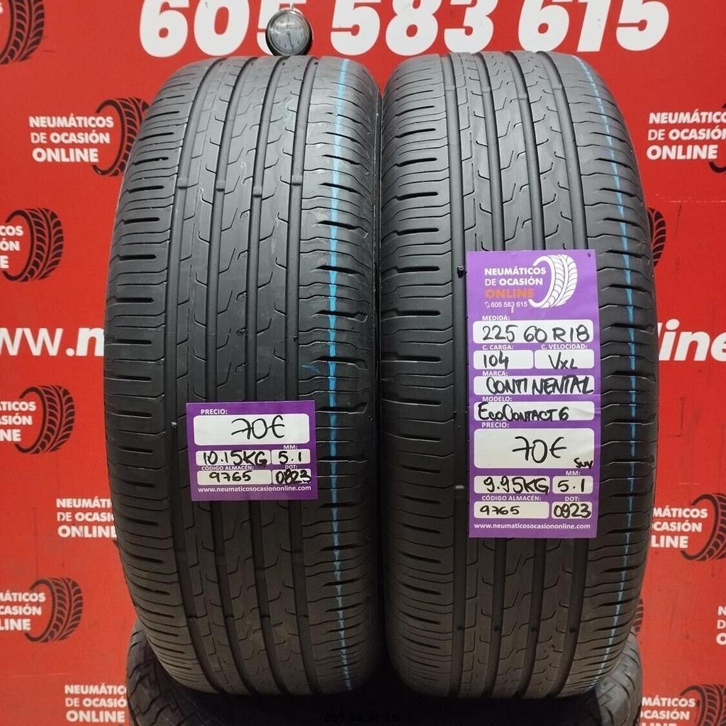 2x 225 60 R18 104VXL CONTINENTAL ECOCONTACT6 SUV 5.1/5.1mm REF:9765