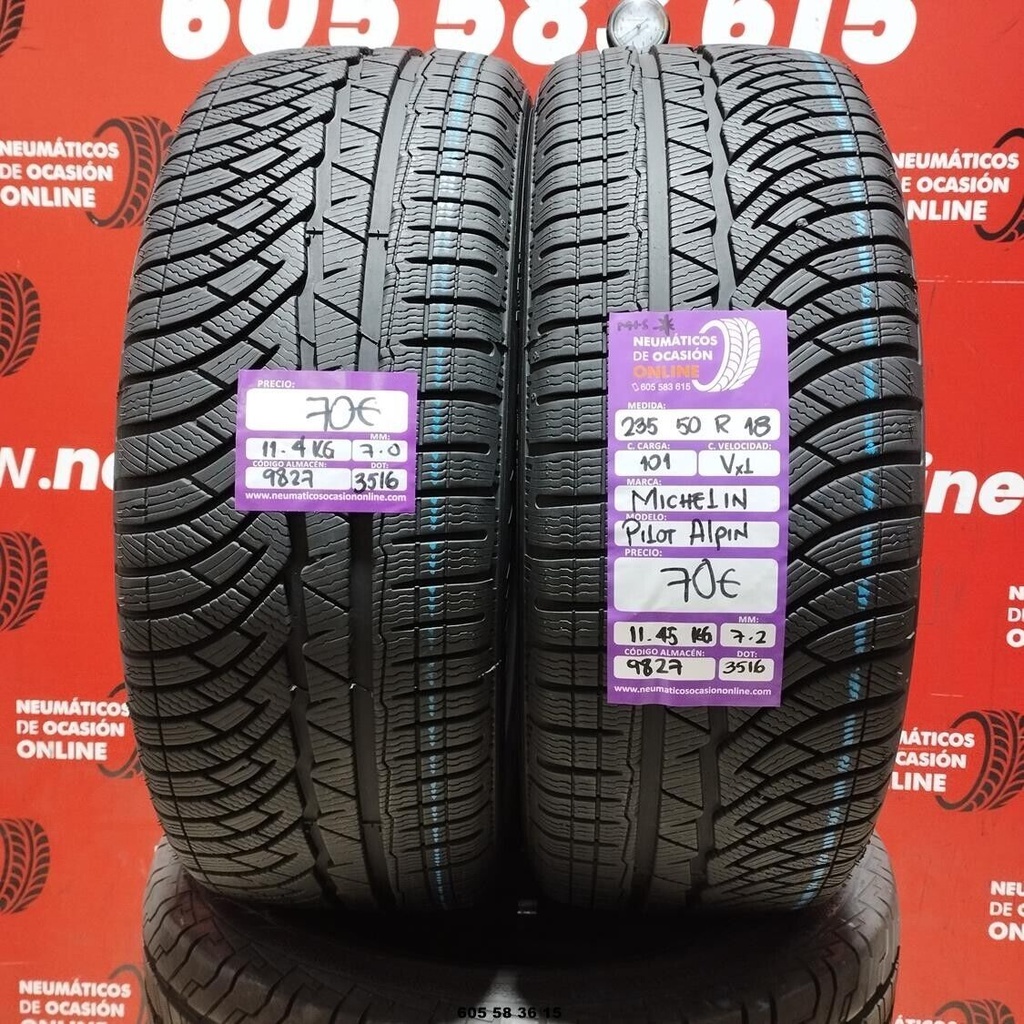 2x 235 50 R18 101VXL MICHELIN PILOT ALPIN M+S* 7.0/7.2mm REF:9827