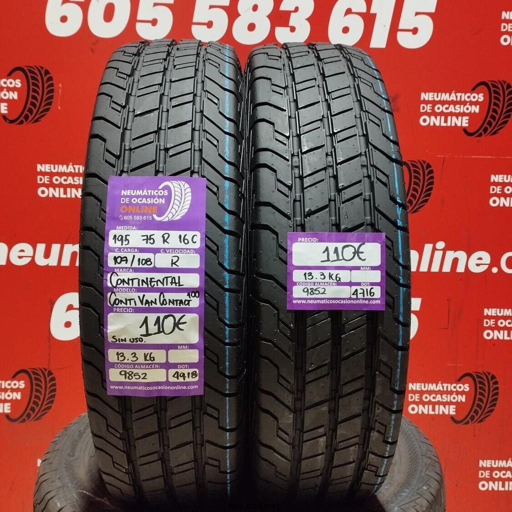 2x 195 75 16C 107/108R CONTINENTAL CONTIVAN CONTACT100 (SIN USO) REF:9852