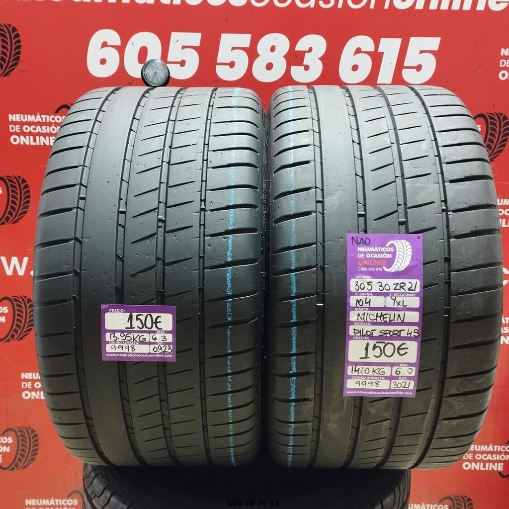 2x 305 30 Z R21 104YXL MICHELIN PILOT SPORT 4S NAO 6.3/6.0mm REF:9998.