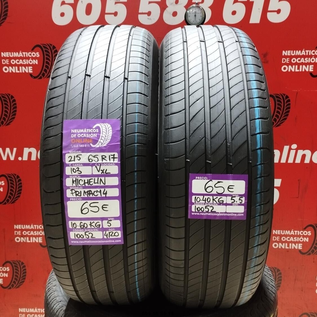 2x 215 65 R17 103VXL MICHELIN PRIMACY4 5.0/5.5mm REF:10052