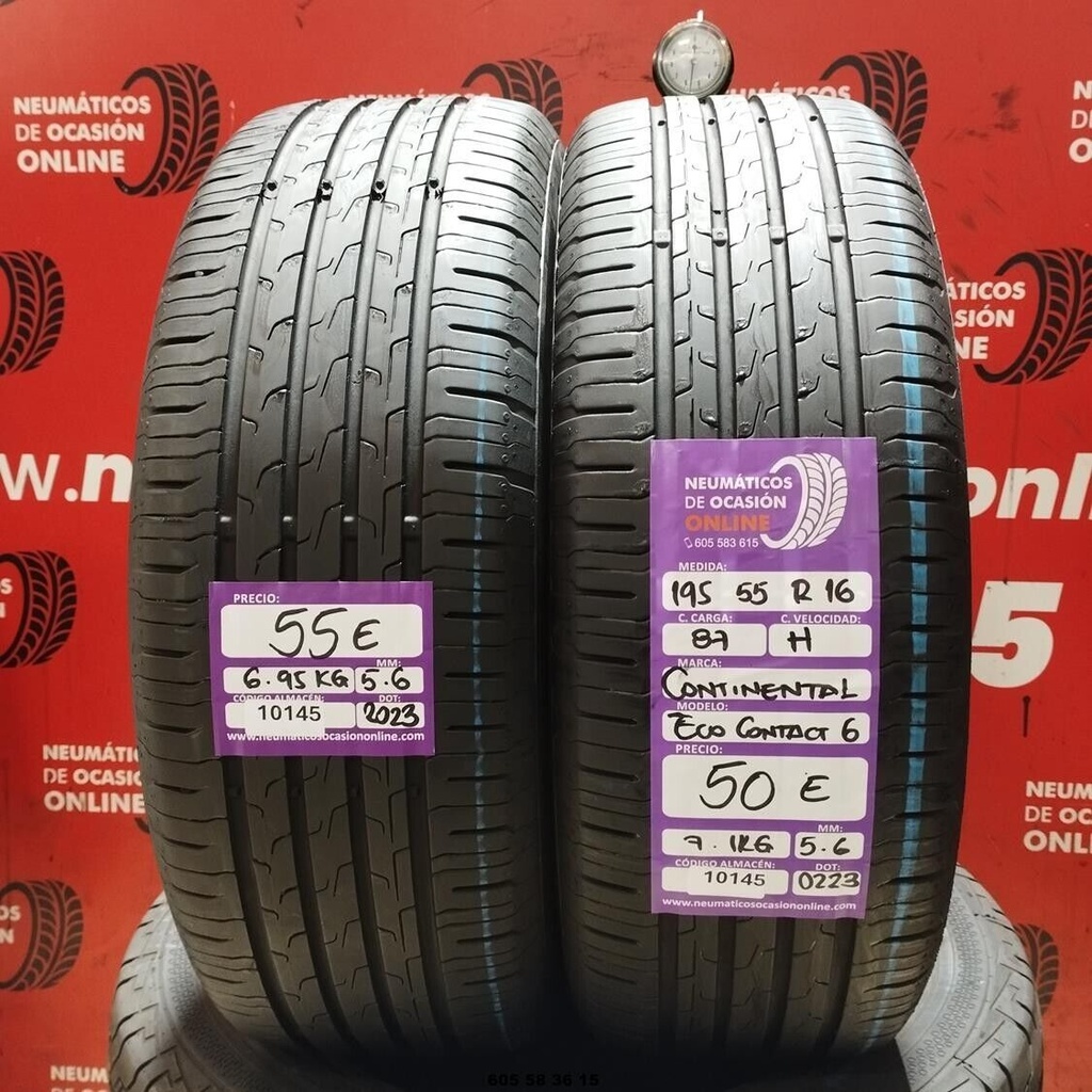 2x 195 55 R16 87H CONTINENTAL ECO CONTACT 6 5.6/5.6mm REF:10145
