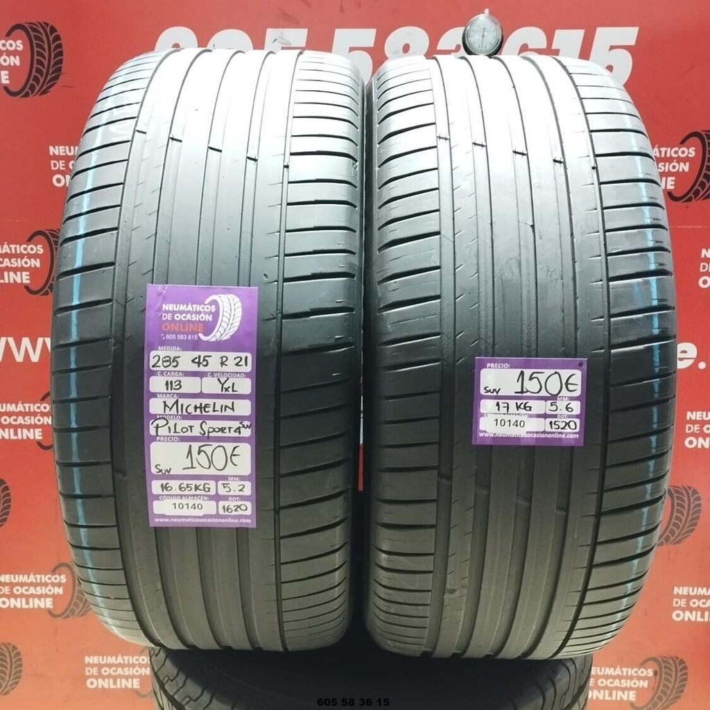 2x 285 45 R21 113Y XL MICHELIN PILOT SPORT4 SUV 5.2/5.6mm REF:10140