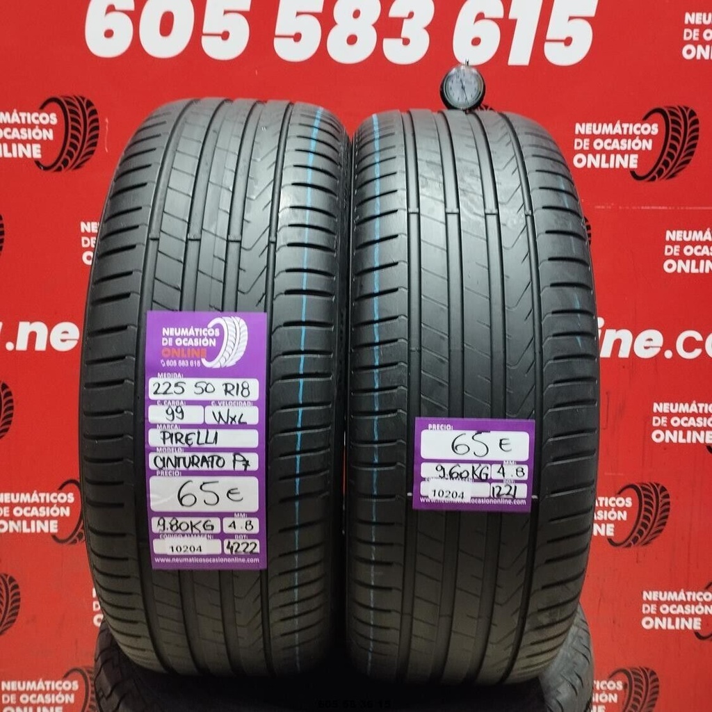 2x 225 50 R18 99W XL PIRELLI CINTURATO P7 4.8/4.8mm REF:10204