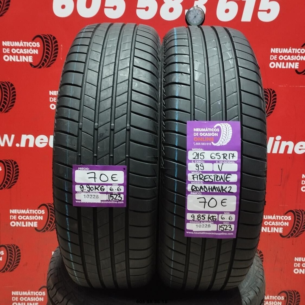 2x 215 65 R17 99V FIRESTONE ROADHAWK2 6.6/6.6mm REF:10228