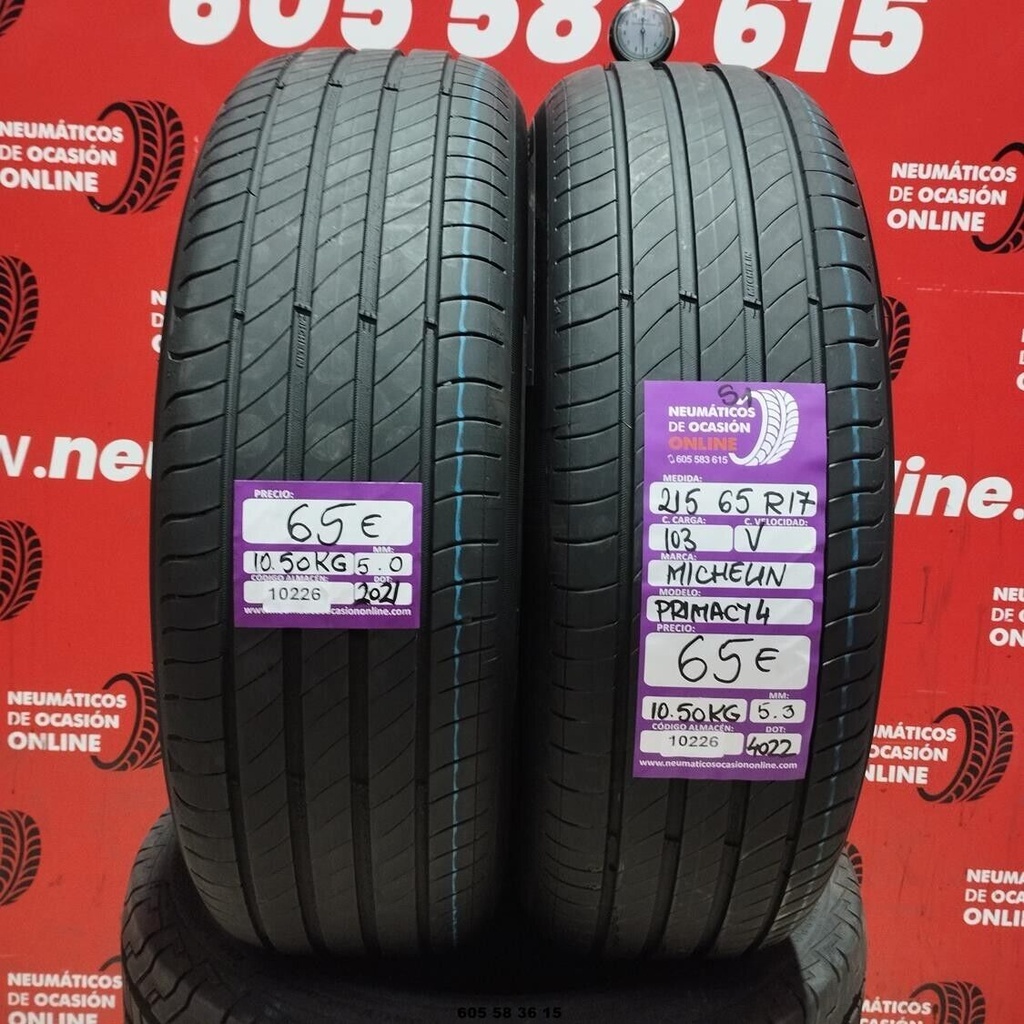 2x 215 65 R17 103V MICHELIN PRIMACY4 S1 5.0/5.3mm REF:10226