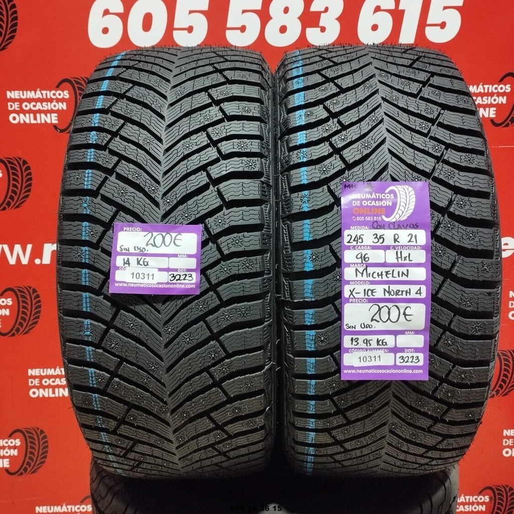 2x 245 35 R21 96HXL MICHELIN X-ICE NORTH4 M+S*  DOT:3223  (SIN USO) Ref.10311