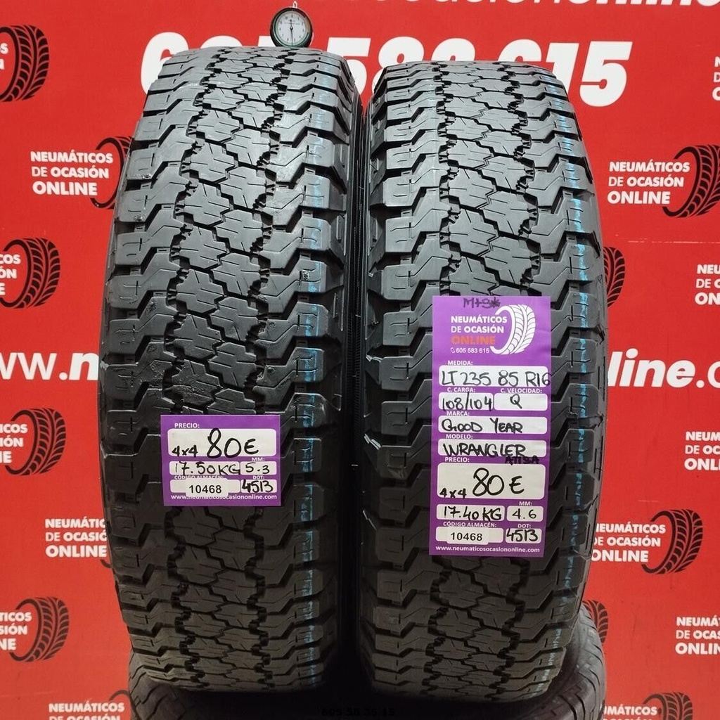 2x LT235 85 R16 108/104Q GOODYEAR WRANGLER 4X4 M+S* 5.3/4.6mm REF:10468