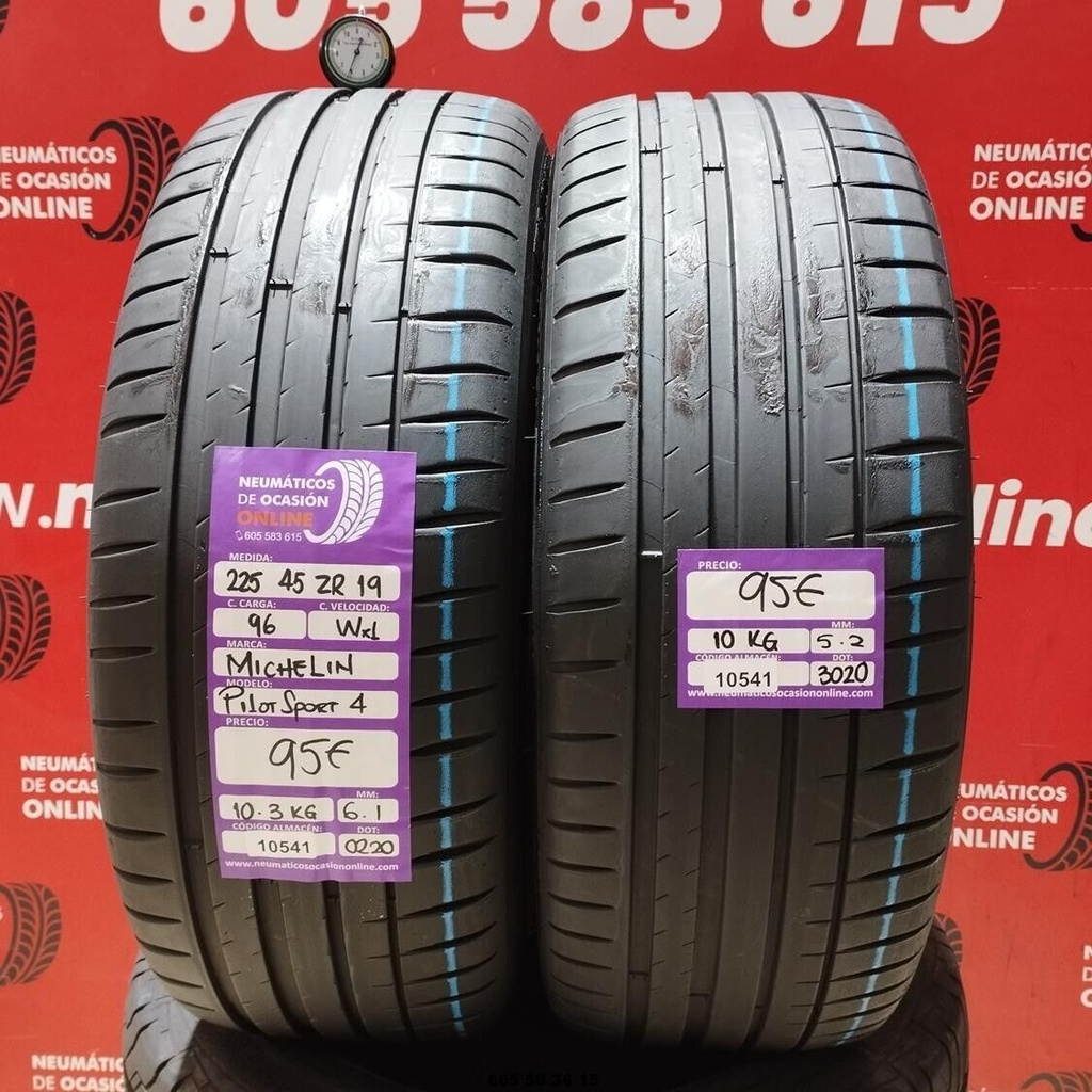 2x 225 45 ZR19 96WXL MICHELIN PILOT SPORT4 6.1/5.2mm REF:10541